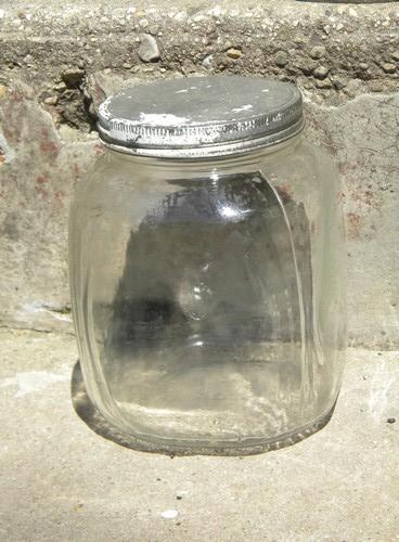 photo of vintage glass herring jars for cereal canisters or pantry storage, lot of 3 #3