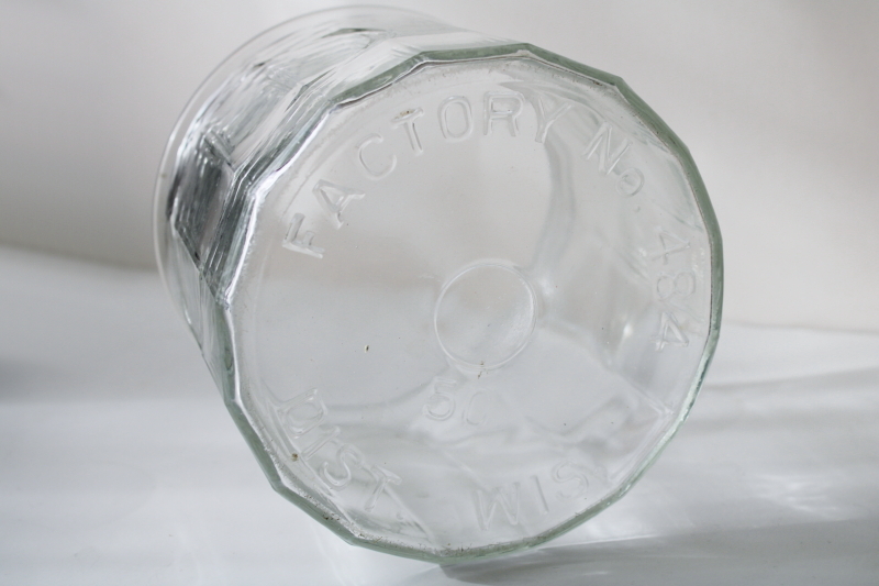 photo of vintage glass humidor jar, heavy paneled glass canister general store counter cigar display #2