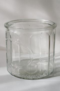 catalog photo of vintage glass humidor jar, heavy paneled glass canister general store counter cigar display