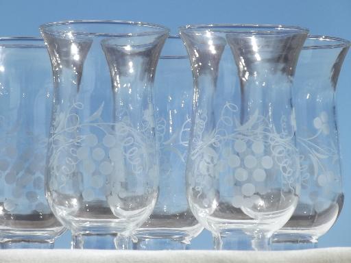 photo of vintage glass hurricane shades, replacement glass grape shades set of 5  #1