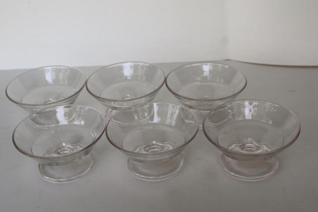 photo of vintage glass ice cream dishes, candy or drug store soda fountain single scoop sherbets #3