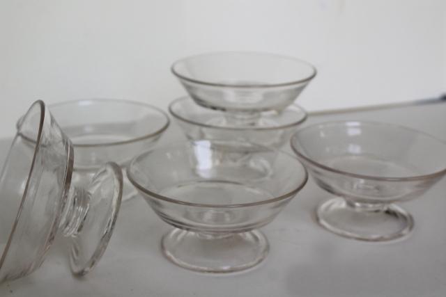 photo of vintage glass ice cream dishes, candy or drug store soda fountain single scoop sherbets #4