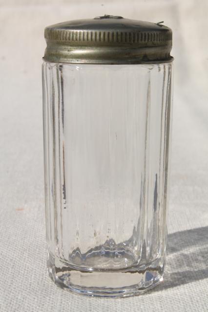 photo of vintage glass jar floss / string holder, antique vanity case bottle for fine thread #5