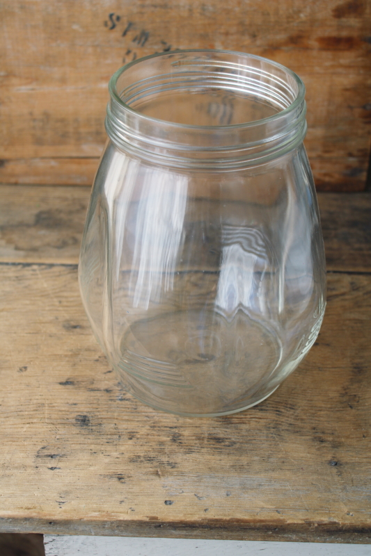 photo of vintage glass jar for Dazey No 4 butter churn, tulip shape wide mouth glass jar replacement  #1