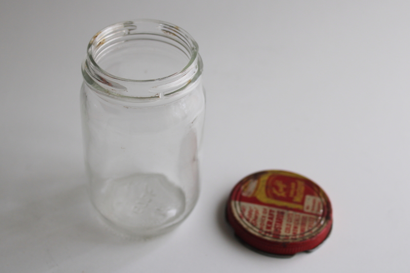 photo of vintage glass jar w/ printed metal lid advertising Kraft mustard & horseradish spread  #5