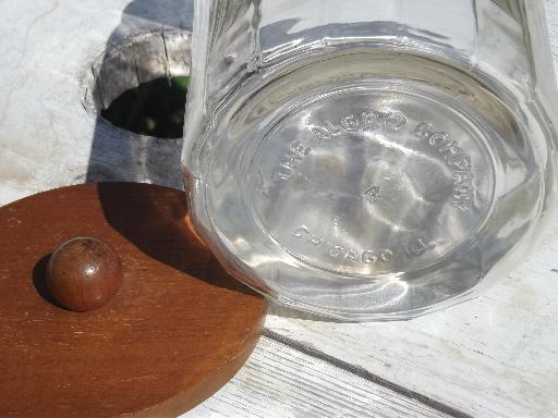 photo of vintage glass jars for cigars or pipe tobacco, canisters w/ wood lids #3