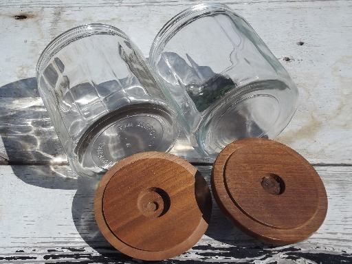 photo of vintage glass jars for cigars or pipe tobacco, canisters w/ wood lids #6