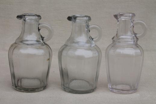 photo of vintage glass jug bottles, lot of old glass syrup jugs or vinegar cruets #2