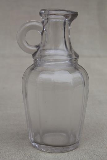 photo of vintage glass jug bottles, lot of old glass syrup jugs or vinegar cruets #6