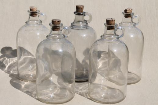 photo of vintage glass jugs, half gallon jug bottles for syrup, vinegar or home brewing #1