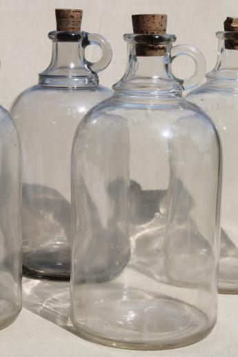 photo of vintage glass jugs, half gallon jug bottles for syrup, vinegar or home brewing #2