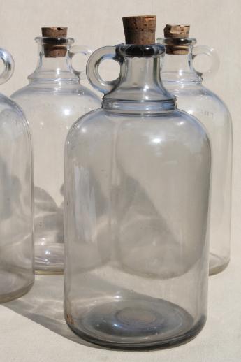 photo of vintage glass jugs, half gallon jug bottles for syrup, vinegar or home brewing #5