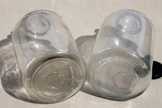 photo of vintage glass jugs, primitive half gallon jug bottles w/ ears for bail handles #4