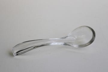 catalog photo of vintage glass ladle, sauce spoon for elegant glass mayonnaise dish