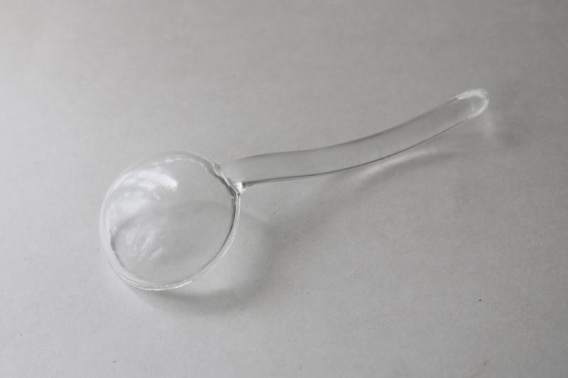 photo of vintage glass ladle, sauce spoon for elegant glass mayonnaise dish #2