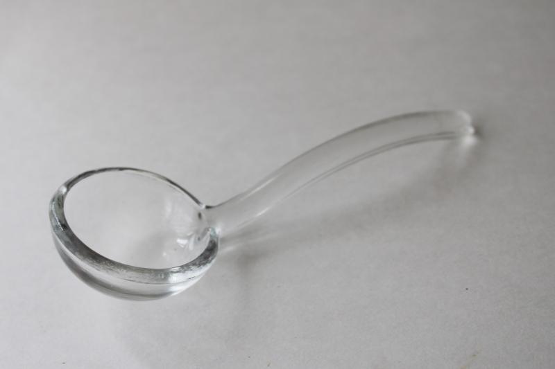 photo of vintage glass ladle, sauce spoon for elegant glass mayonnaise dish #3