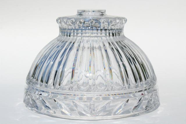 photo of vintage glass lampshade, bowl shaped heavy crystal shade, clear & sparkling  #1