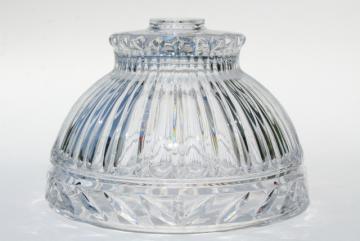 catalog photo of vintage glass lampshade, bowl shaped heavy crystal shade, clear & sparkling 