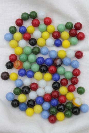 photo of vintage glass marbles for Chinese checkers or other game pieces, parts lot #1