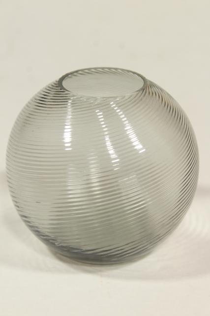 photo of vintage glass match holder / striker vase, swirl pattern hand blown glass ball #2