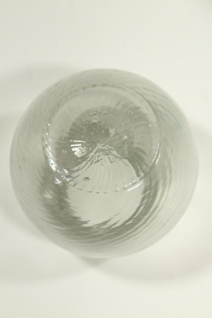 photo of vintage glass match holder / striker vase, swirl pattern hand blown glass ball #3