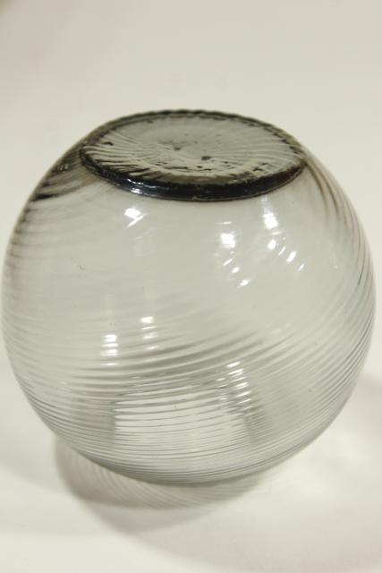 photo of vintage glass match holder / striker vase, swirl pattern hand blown glass ball #5