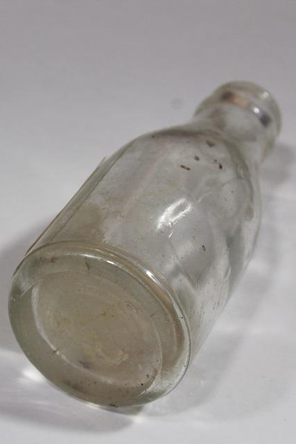 photo of vintage glass medicine bottle w/ old paper label Alder St pharmacy Portland Oregon #4