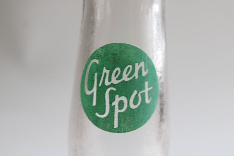 photo of vintage glass milk bottle Green Spot soda advertising, rustic modern neutral decor  #2