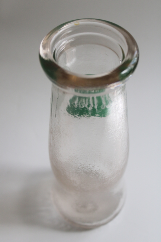 photo of vintage glass milk bottle Green Spot soda advertising, rustic modern neutral decor  #3