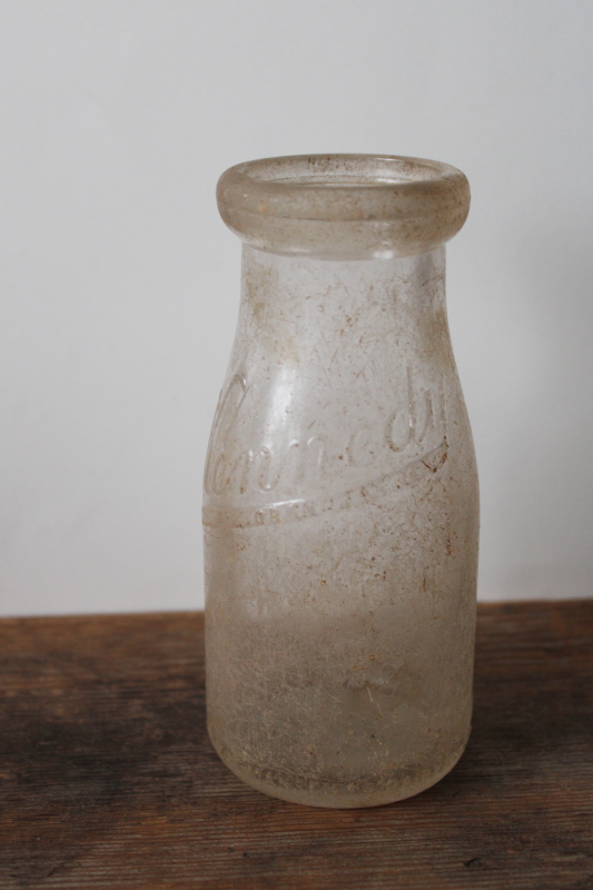 photo of vintage glass milk bottle embossed for the Kennedy dairy, Madison Wisconsin  #1