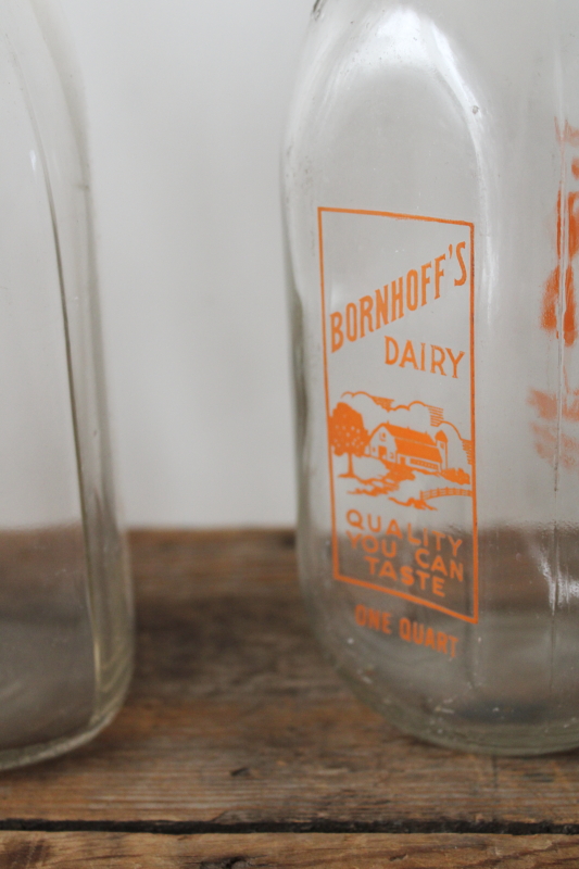 photo of vintage glass milk bottles dairy advertising Bornhoff's, Bancroft Madison, Arbuthnot Janesville Wis  #3