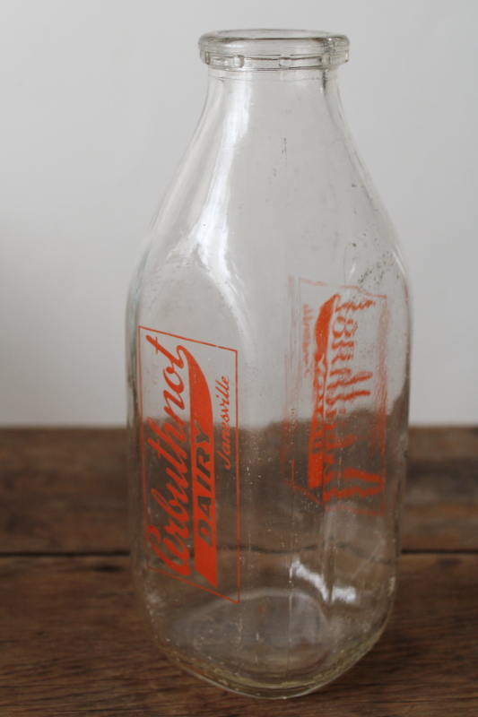 photo of vintage glass milk bottles dairy advertising Bornhoff's, Bancroft Madison, Arbuthnot Janesville Wis  #5