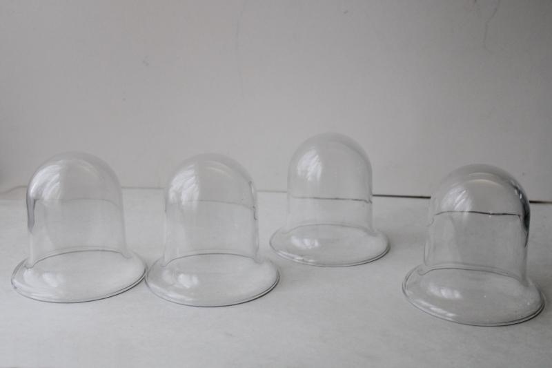 photo of vintage glass mini cloches hand blown glass bell shaped display domes set of four #4