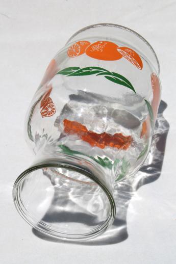 photo of vintage glass orange juice bottle, oranges print glass refrigerator pitcher carafe #2