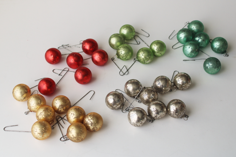 photo of vintage glass ornaments w/ antique look worn silvering, little glass balls for tabletop Christmas tree  #1
