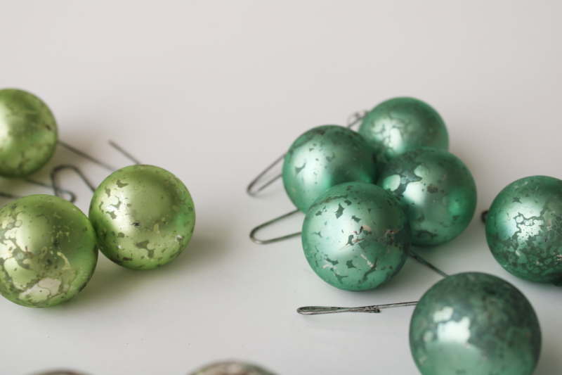 photo of vintage glass ornaments w/ antique look worn silvering, little glass balls for tabletop Christmas tree #3