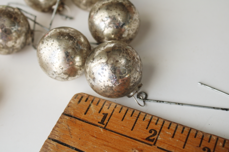 photo of vintage glass ornaments w/ antique look worn silvering, little glass balls for tabletop Christmas tree #5