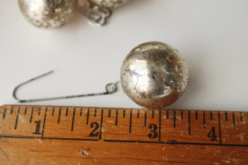 photo of vintage glass ornaments w/ antique look worn silvering, little glass balls for tabletop Christmas tree #6