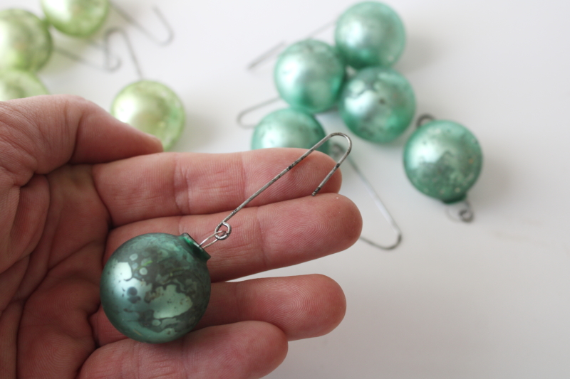 photo of vintage glass ornaments w/ antique look worn silvering, little glass balls for tabletop Christmas tree #7