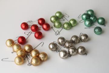 catalog photo of vintage glass ornaments w/ antique look worn silvering, little glass balls for tabletop Christmas tree 