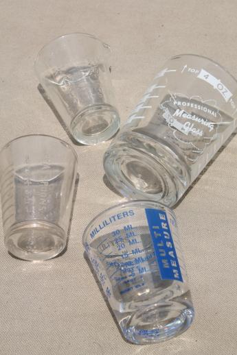 photo of vintage glass ounce measures, graduated measuring glasses, medicine glasses & jiggers #4