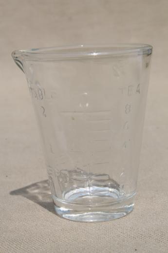 photo of vintage glass ounce measures, graduated measuring glasses, medicine glasses & jiggers #6