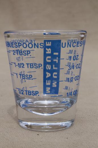 photo of vintage glass ounce measures, graduated measuring glasses, medicine glasses & jiggers #9