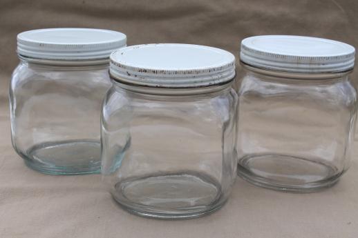 photo of vintage glass pantry jars lot, large glass jar canisters for bulk food storage #2