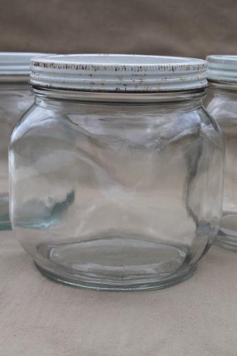 photo of vintage glass pantry jars lot, large glass jar canisters for bulk food storage #3