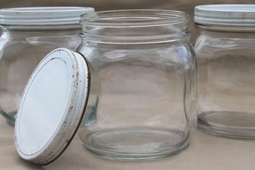 photo of vintage glass pantry jars lot, large glass jar canisters for bulk food storage #4