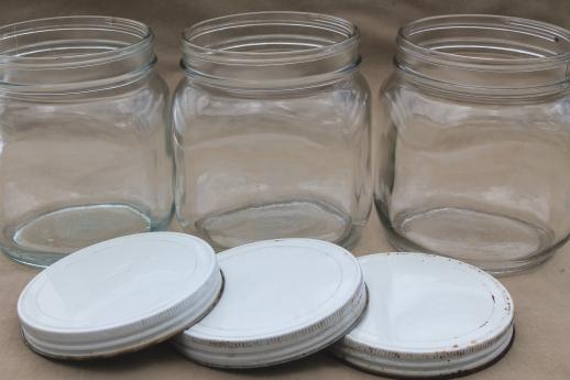 photo of vintage glass pantry jars lot, large glass jar canisters for bulk food storage #5