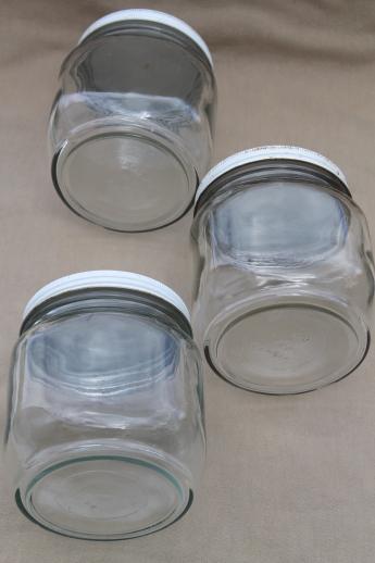 photo of vintage glass pantry jars lot, large glass jar canisters for bulk food storage #7