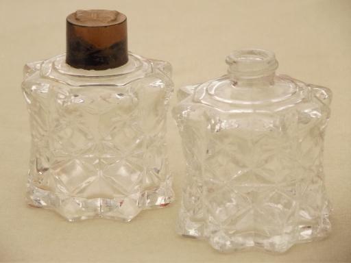 photo of vintage glass perfume bottle collection, old vanity jars and bottles #3
