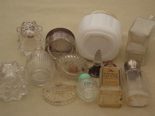 photo of vintage glass perfume bottle collection, old vanity jars and bottles #10